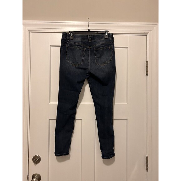 Democracy Ab Technology Skinny Jeans Womens Size 10 Mid Rise Dark Light Distress - Picture 5 of 6